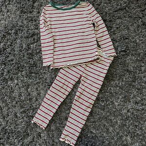 Ruffle Butts Striped Kids Pajamas - Holiday Colors, size 4T